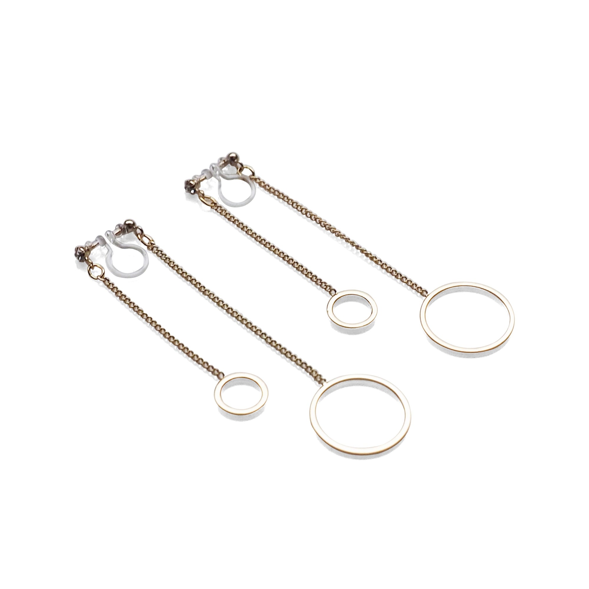 Double sided hoop invisible clip on earrings ( Gold tone ) - miyabigracejewelry.com