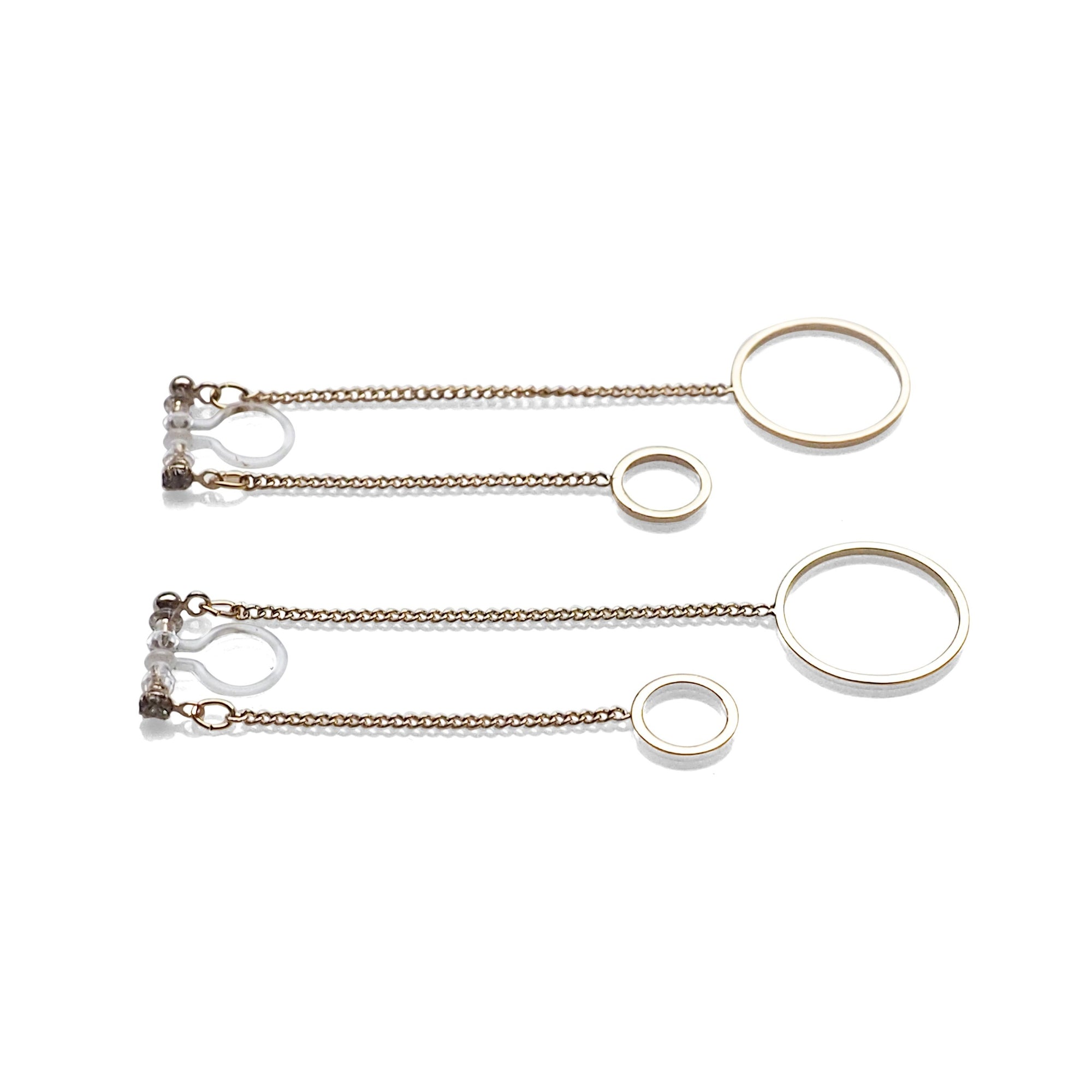 Double sided hoop invisible clip on earrings ( Gold tone ) - miyabigracejewelry.com