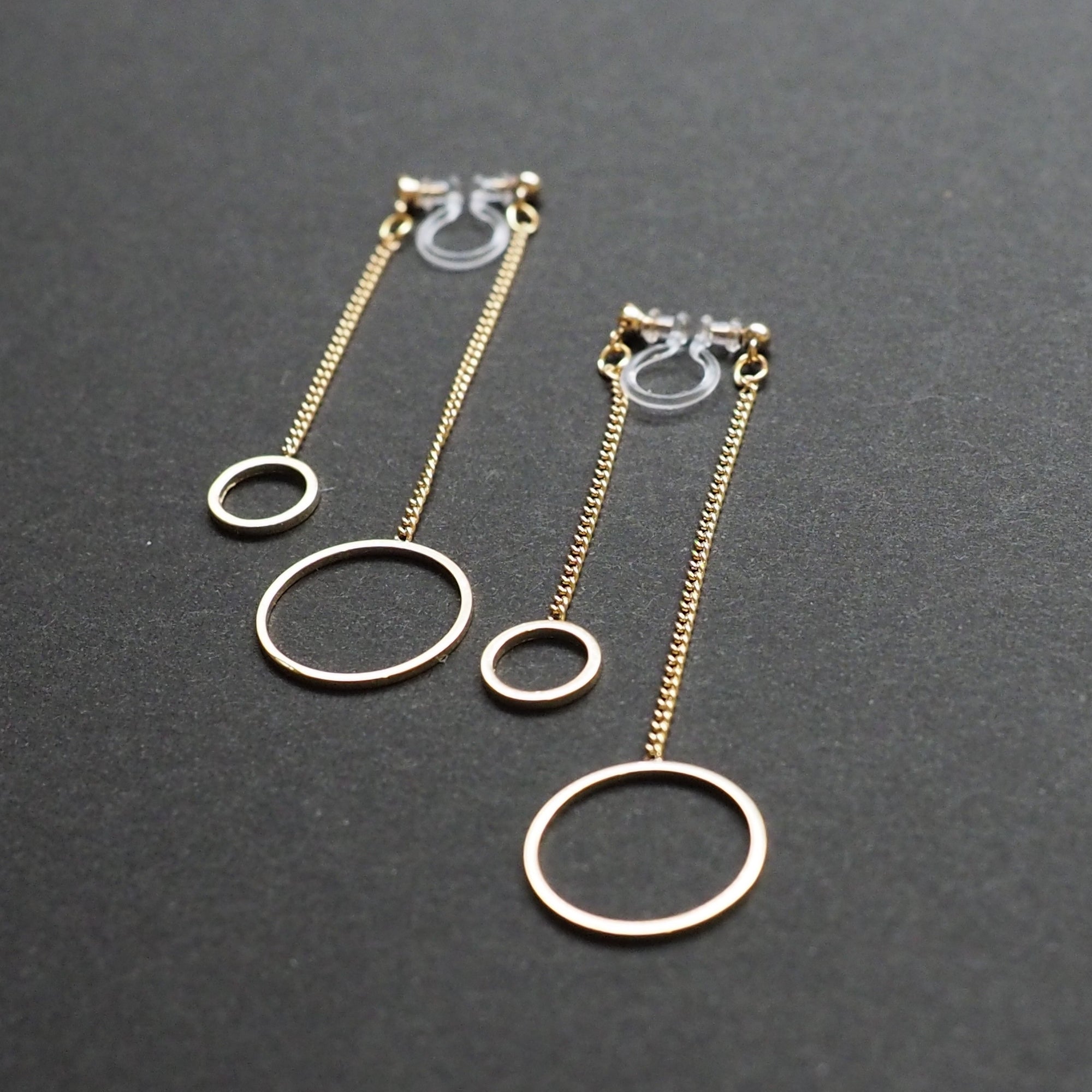 Double sided hoop invisible clip on earrings ( Gold tone ) - miyabigracejewelry.com