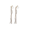 Dangle rhinestone chain and wave bar invisible clip on earrings ( Gold tone ) - miyabigracejewelry.com