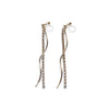 Dangle rhinestone chain and wave bar invisible clip on earrings ( Gold tone ) - miyabigracejewelry.com