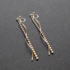 Dangle rhinestone chain and wave bar invisible clip on earrings ( Gold tone ) - miyabigracejewelry.com