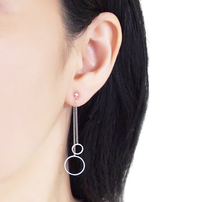 Double sided hoop invisible clip on earrings ( Silver tone ) - miyabigracejewelry.com