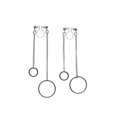 Double sided hoop invisible clip on earrings ( Silver tone ) - miyabigracejewelry.com