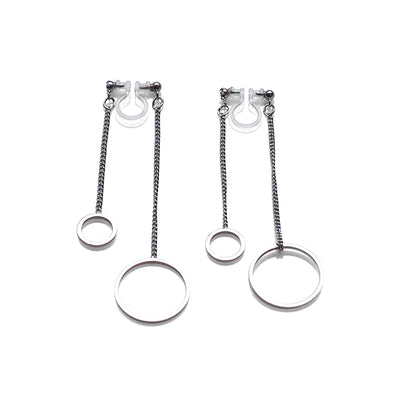 Double sided hoop invisible clip on earrings ( Silver tone ) - miyabigracejewelry.com