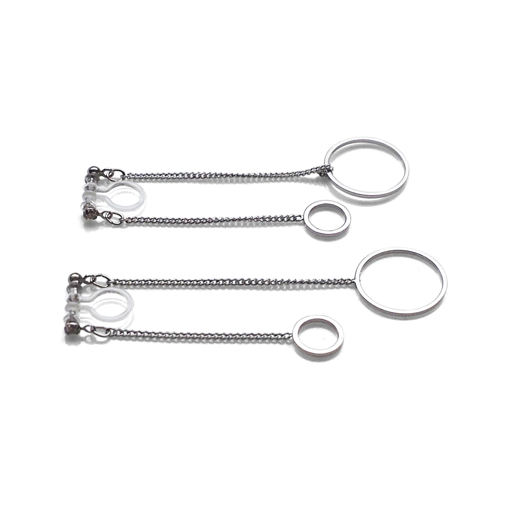 Double sided hoop invisible clip on earrings ( Silver tone ) - miyabigracejewelry.com