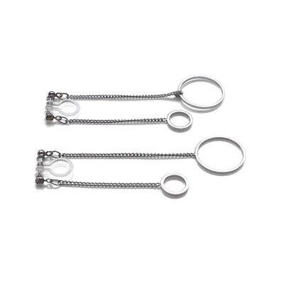 Double sided hoop invisible clip on earrings ( Silver tone ) - miyabigracejewelry.com