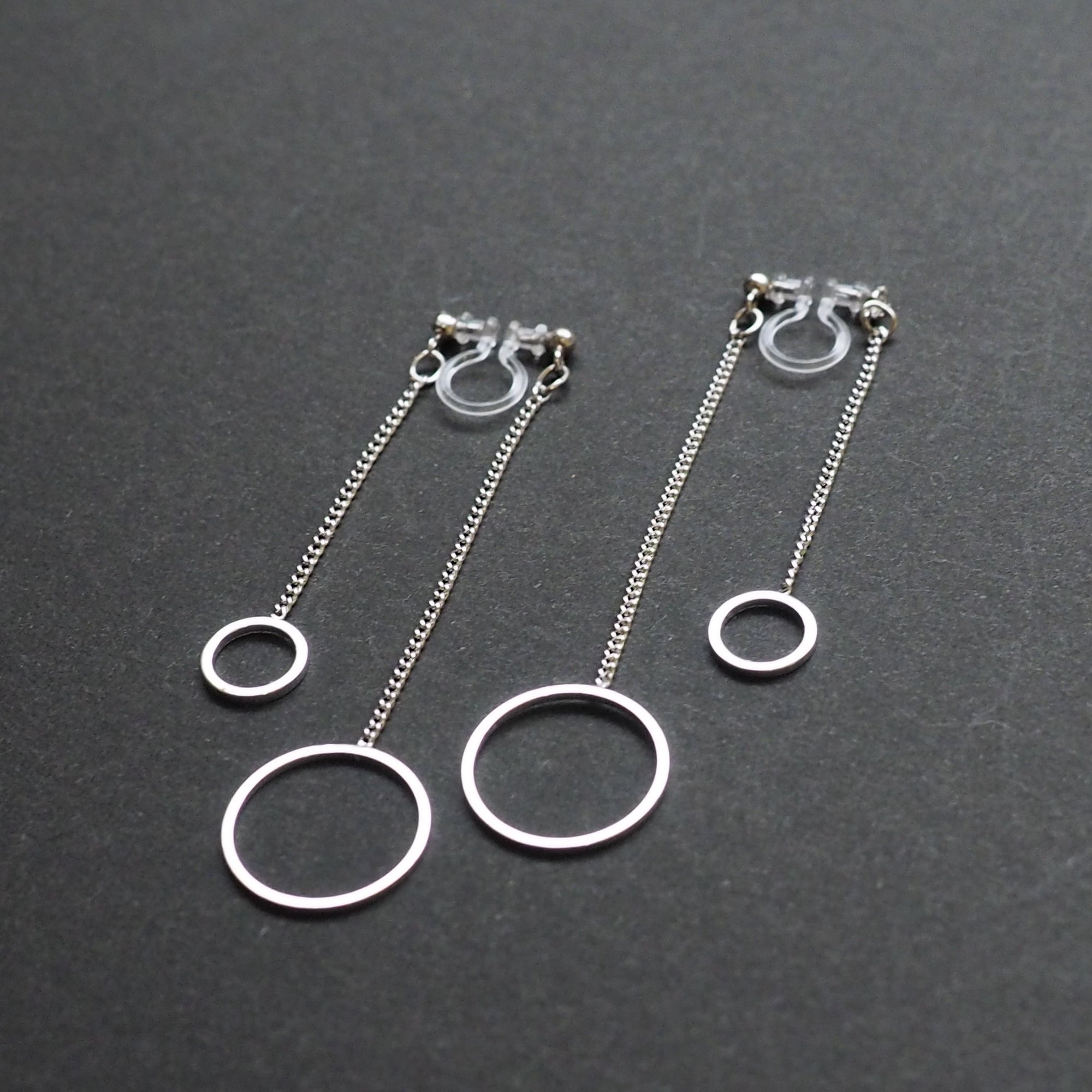 Double sided hoop invisible clip on earrings ( Silver tone ) - miyabigracejewelry.com