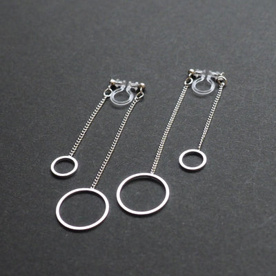 Double sided hoop invisible clip on earrings ( Silver tone ) - miyabigracejewelry.com