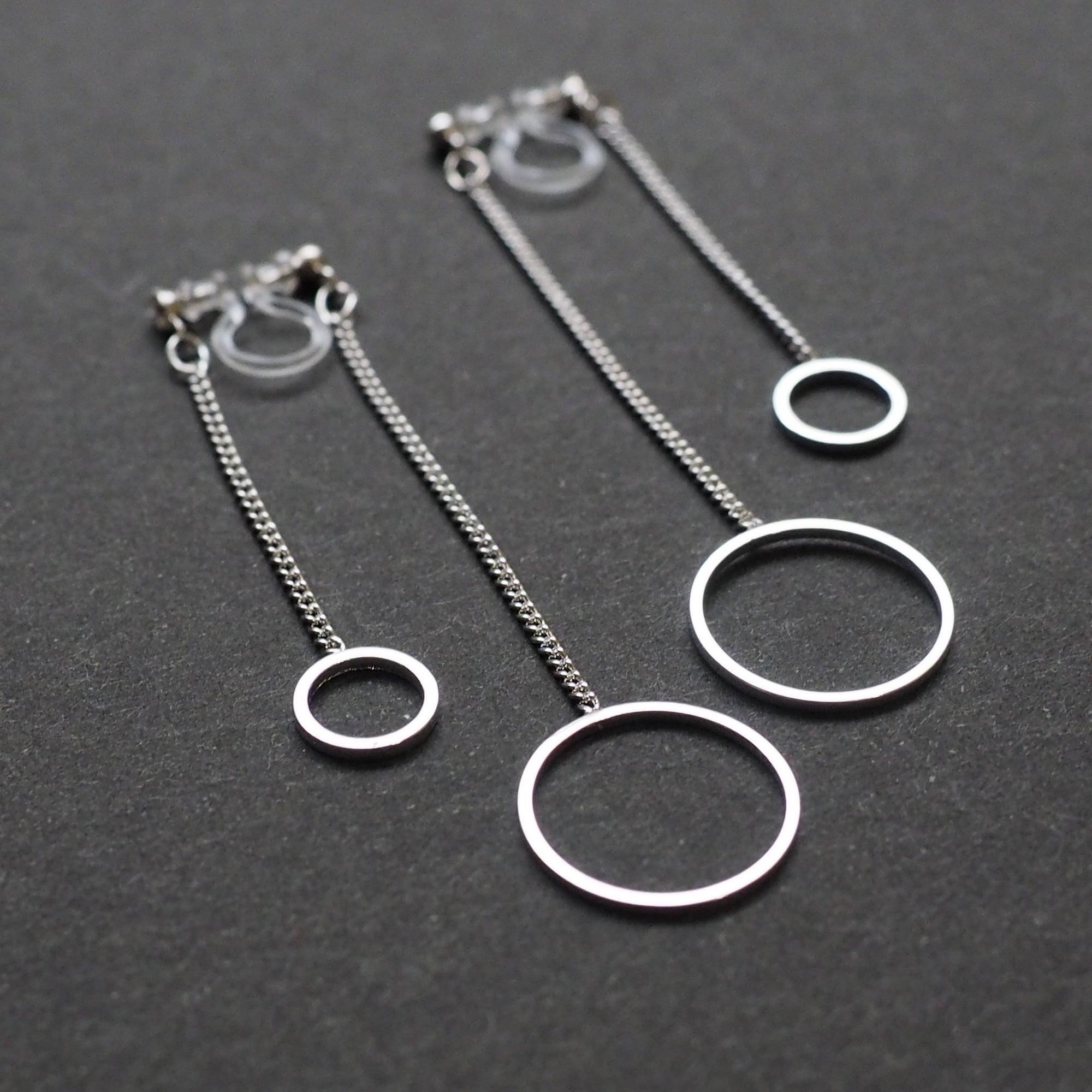 Double sided hoop invisible clip on earrings ( Silver tone ) - miyabigracejewelry.com