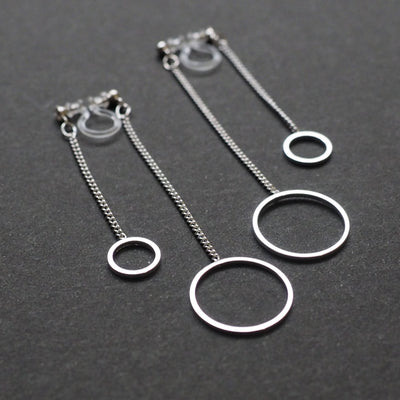 Double sided hoop invisible clip on earrings ( Silver tone ) - miyabigracejewelry.com
