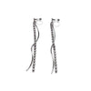 Dangle rhinestone chain and wave bar invisible clip on earrings ( Silver tone ) - miyabigracejewelry.com