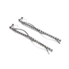 Dangle rhinestone chain and wave bar invisible clip on earrings ( Silver tone ) - miyabigracejewelry.com