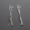 Dangle rhinestone chain and wave bar invisible clip on earrings ( Silver tone ) - miyabigracejewelry.com