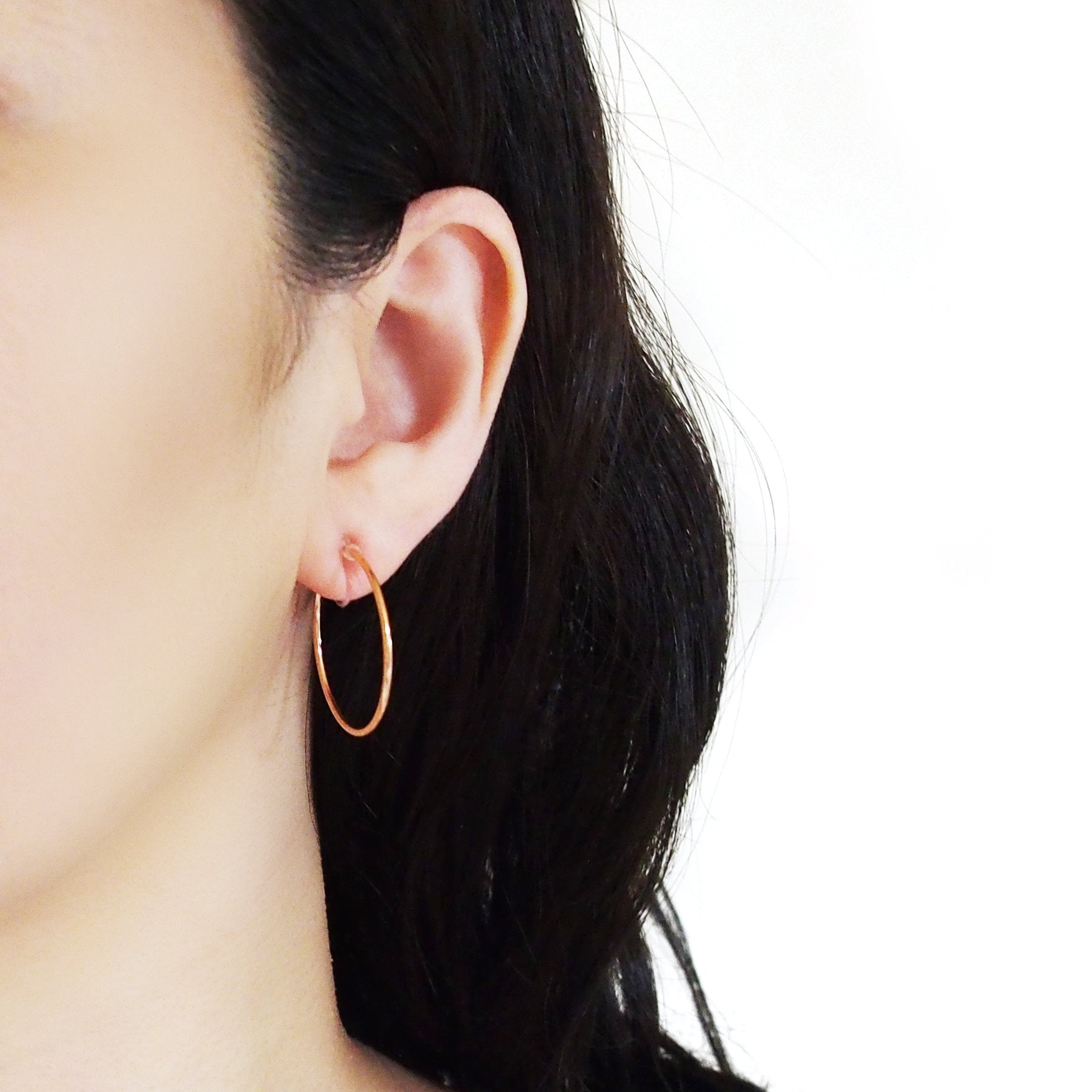 Big Invisible Clip On Hoop Earrings (Rose Gold tone) - Miyabi Grace