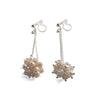 White Freshwater Pearl & Pink Crystal Ball Invisible Clip On Earrings (Silver tone) - miyabigracejewelry.com