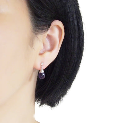Teardrop Amethyst Invisible Clip On Earrings - miyabigracejewelry.com