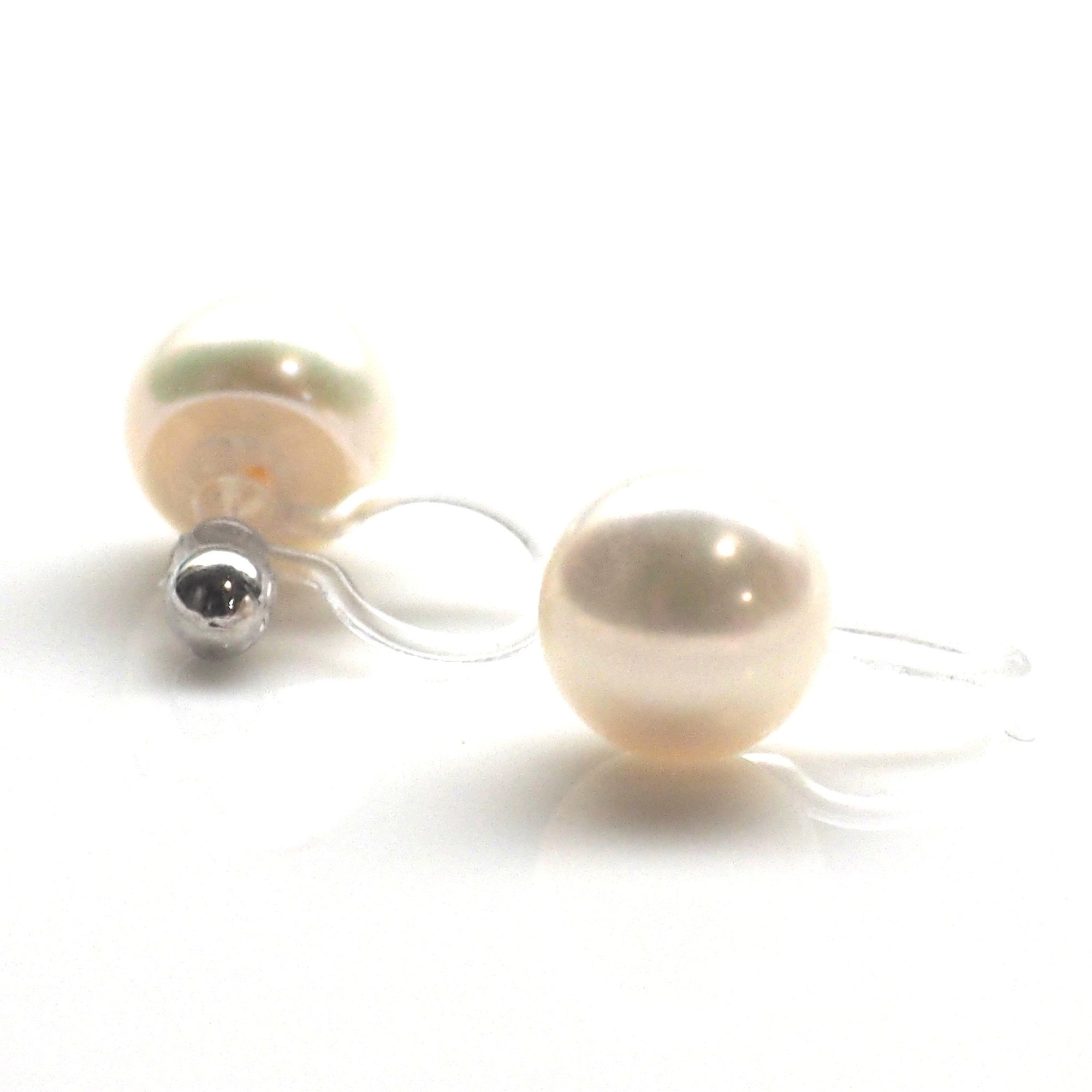 8 mm Freshwater pearl invisible clip on stud earrings - miyabigracejewelry.com