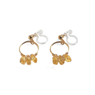 Yellow Citrine Gold Hoop Invisible Clip On Earrings - miyabigracejewelry.com