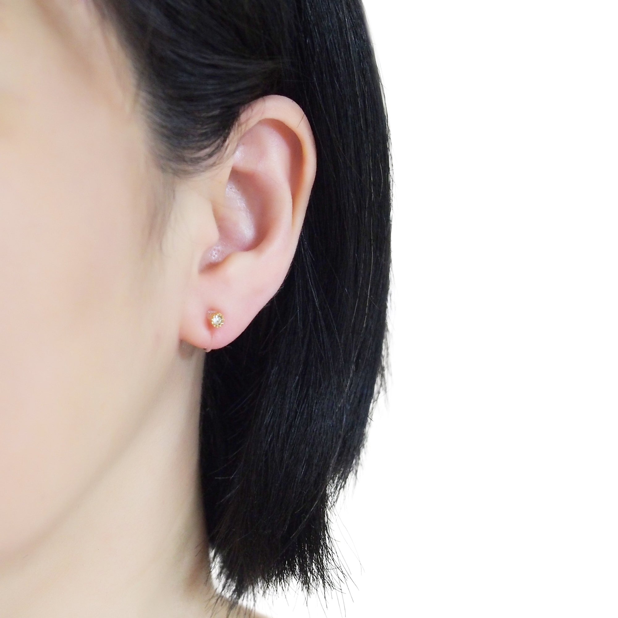 Square Rhinestone and Gold Invisible Clip On Stud Earrings - miyabigracejewelry.com