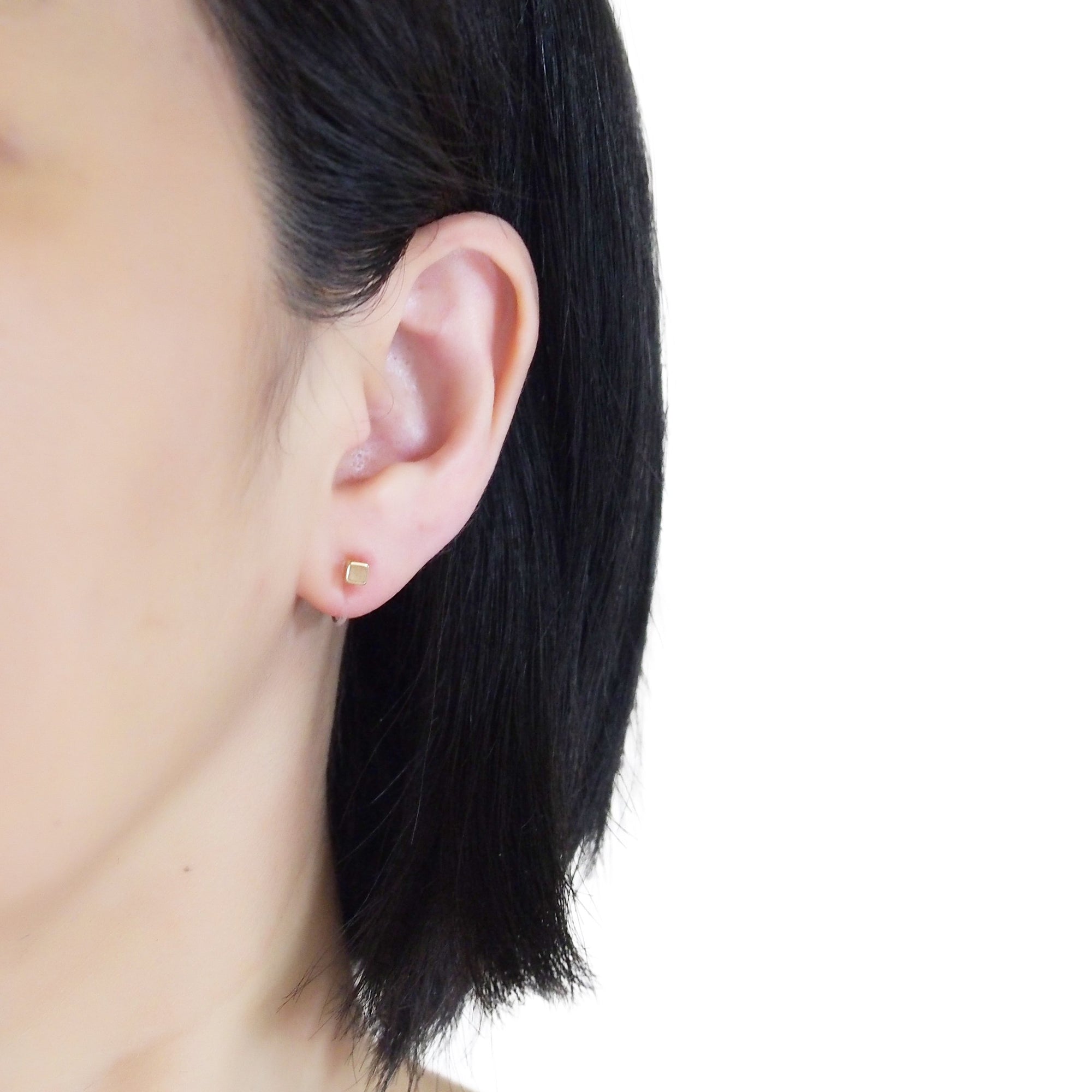 Square Rhinestone and Gold Invisible Clip On Stud Earrings - miyabigracejewelry.com