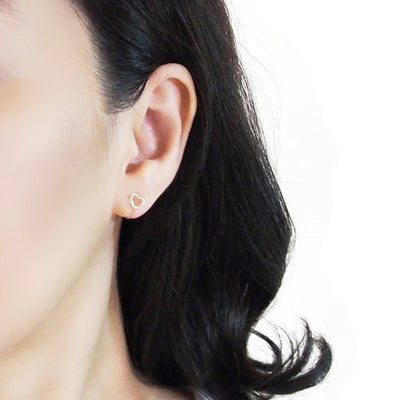 925 Sterling Silver Heart Invisible Clip On Stud Earrings - Miyabi Grace