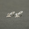 Silver Triangle Pave Rhinestone Invisible Clip On Stud Earrings - miyabigracejewelry.com