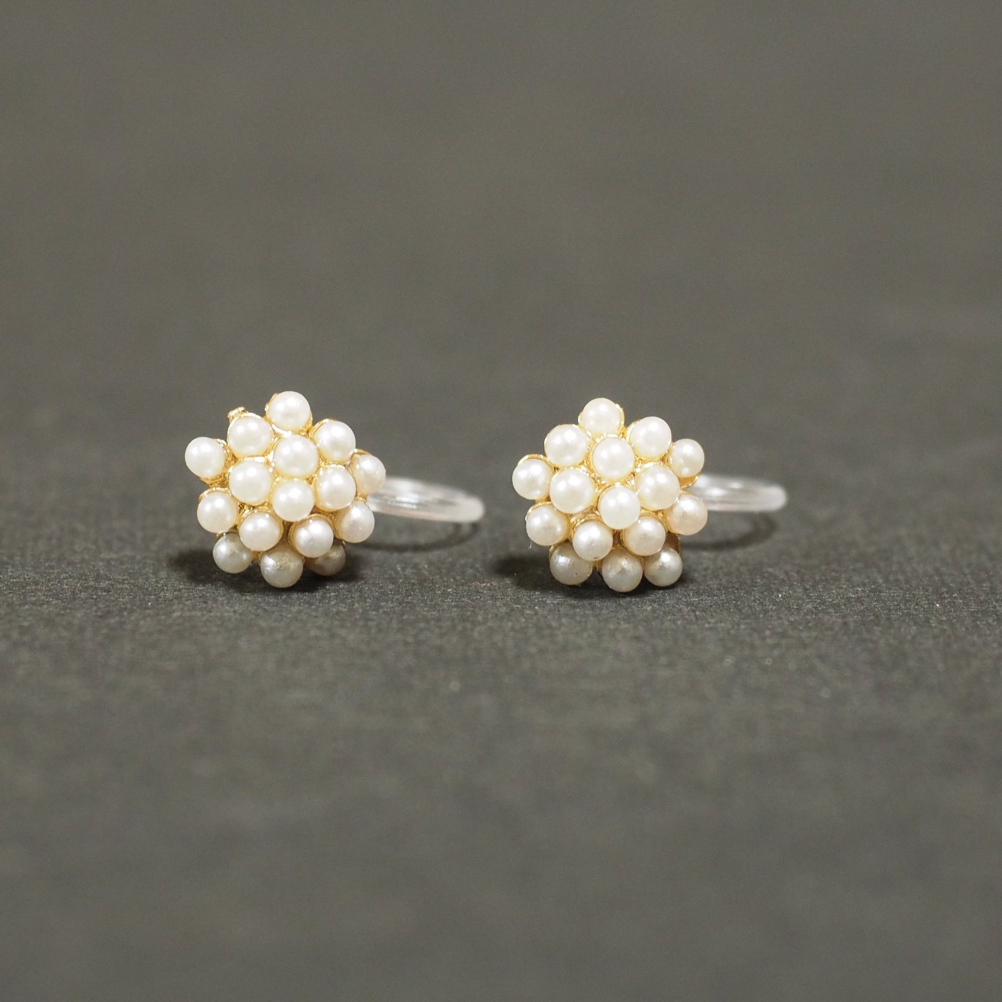 Beaded Small White Pearl Invisible Clip On Stud Earrings - miyabigracejewelry.com