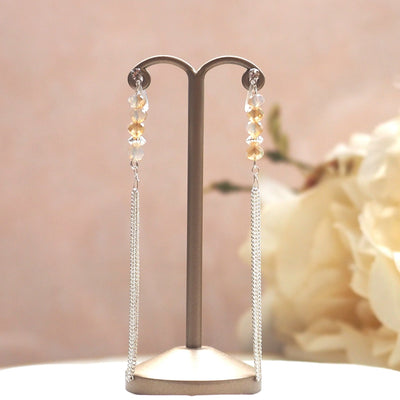 Ivory beads with silver tassel invisible clip on earrings - miyabigracejewelry.com