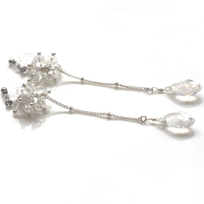 Dangle crystal beaded invisible clip on earrings - miyabigracejewelry.com
