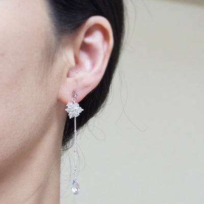 Dangle crystal beaded invisible clip on earrings - miyabigracejewelry.com