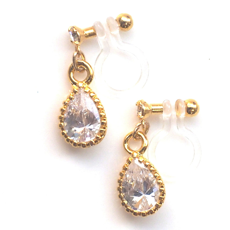Cubic zirconia invisible clip on earrings - miyabigracejewelry.com