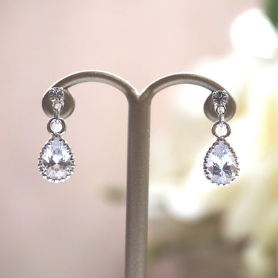 Cubic zirconia invisible clip on earrings - miyabigracejewelry.com