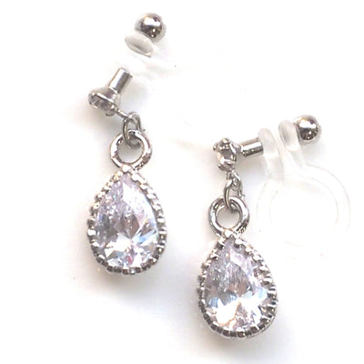 Cubic zirconia invisible clip on earrings - miyabigracejewelry.com