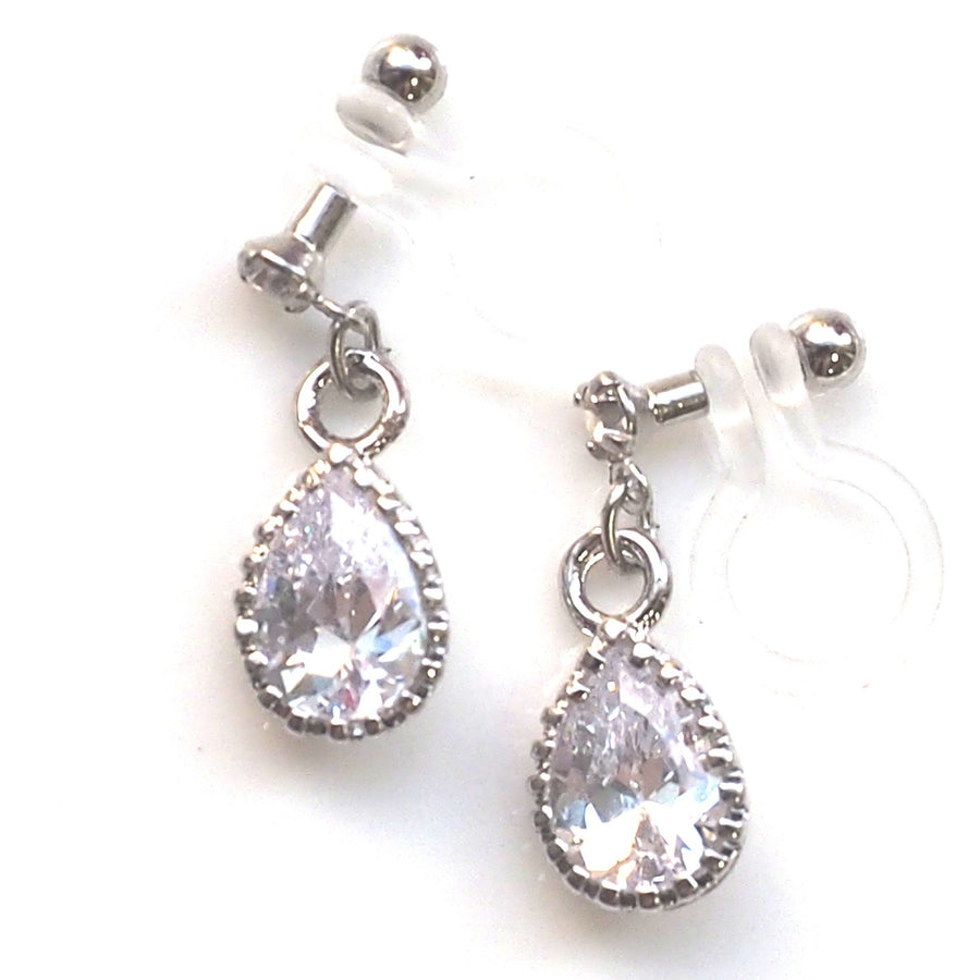 Cubic zirconia invisible clip on earrings - miyabigracejewelry.com