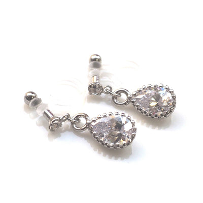 Cubic zirconia invisible clip on earrings - miyabigracejewelry.com