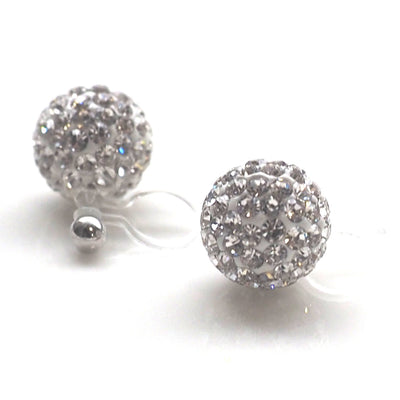 Rhinestone pave ball invisible clip on earrings - miyabigracejewelry.com