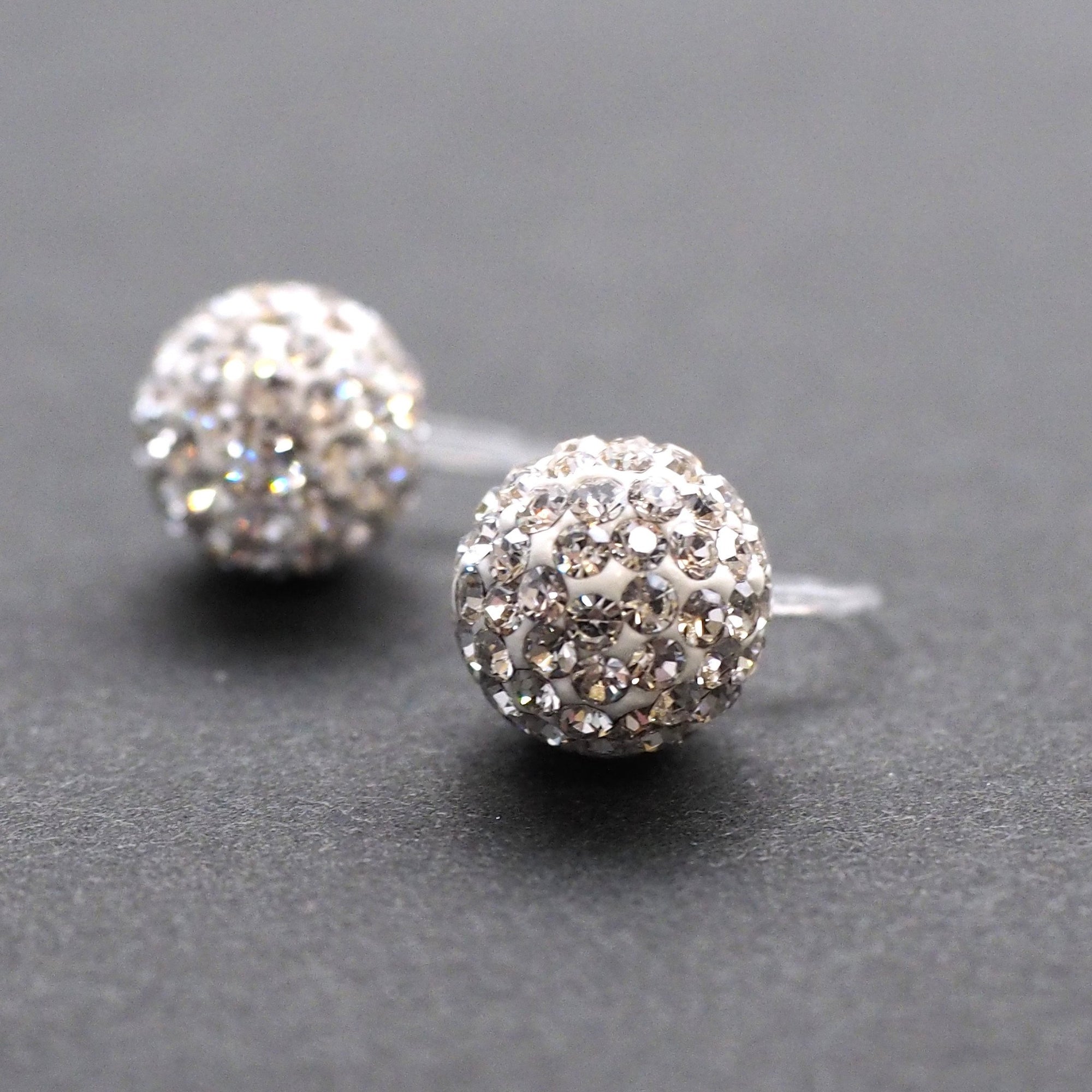 Rhinestone pave ball invisible clip on earrings - miyabigracejewelry.com