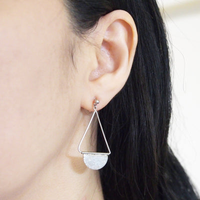 Silver half disc invisible clip on earrings - miyabigracejewelry.com