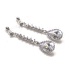 Bridal teardrop cubic zirconia invisible clip on earrings ( silver tone ) - Miyabi Grace