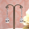 Bridal teardrop cubic zirconia invisible clip on earrings ( silver tone ) - Miyabi Grace