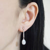 Bridal teardrop cubic zirconia invisible clip on earrings ( silver tone ) - Miyabi Grace