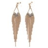 Dangle rhinestone and gold ball chain invisible clip on earrings - miyabigracejewelry.com
