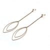 Dangle gold double textured marquise hoop invisible clip on earrings - miyabigracejewelry.com