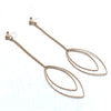 Dangle gold double textured marquise hoop invisible clip on earrings - miyabigracejewelry.com