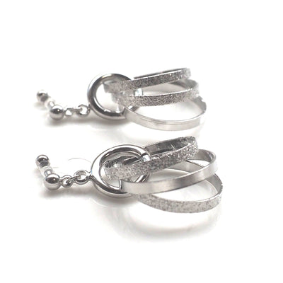 Three metallic silver rings invisible clip on earrings - miyabigracejewelry.com