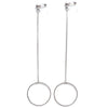 Dangle long silver hoop invisible clip on earrings - Miyabi Grace
