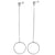 Dangle long silver hoop invisible clip on earrings