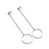 Dangle long silver hoop invisible clip on earrings - Miyabi Grace