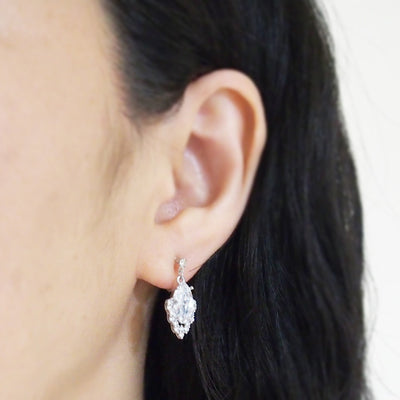 Bridal cubic zirconia invisible clip on earrings ( silver tone ) - miyabigracejewelry.com